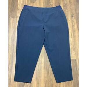 Women Athleta Endless High Rise navy performance tapered travel pants, 20